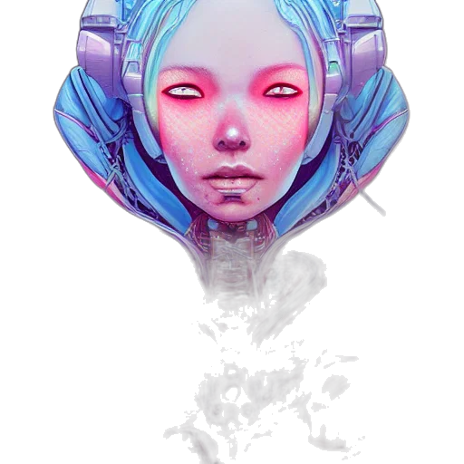 face, robot, mask, cyberpunk, fantasy art, concept art, comic book art, neon lights transparent PNG cut-out