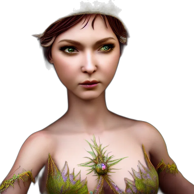 dress, fantasy art, concept art, photorealistic, 3d render, forest, green, earth tones transparent PNG cut-out