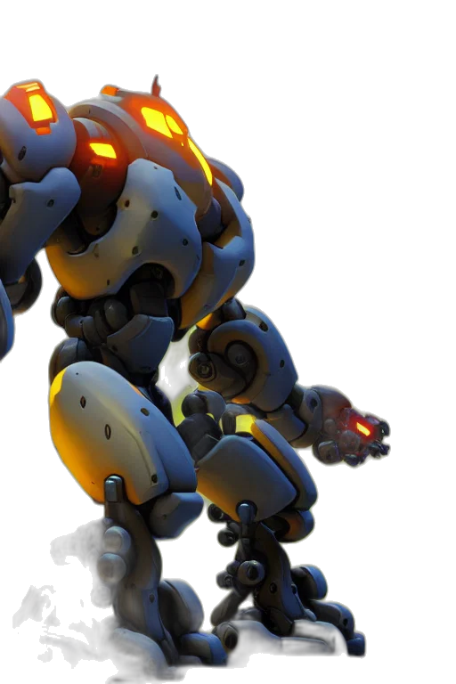 robot, weapon, concept art, 3d render transparent PNG cut-out