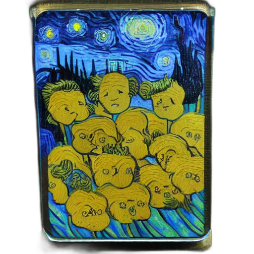 oil painting, night, outer space, underwater, forest, blue, van, gogh transparent PNG cut-out