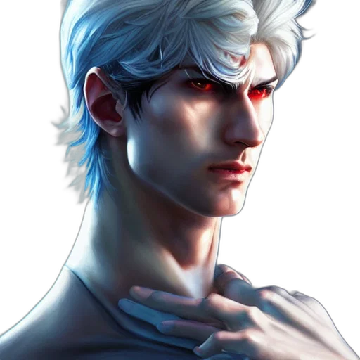 face, creature, fantasy art, concept art, anime, photorealistic, blue, monochrome transparent PNG cut-out