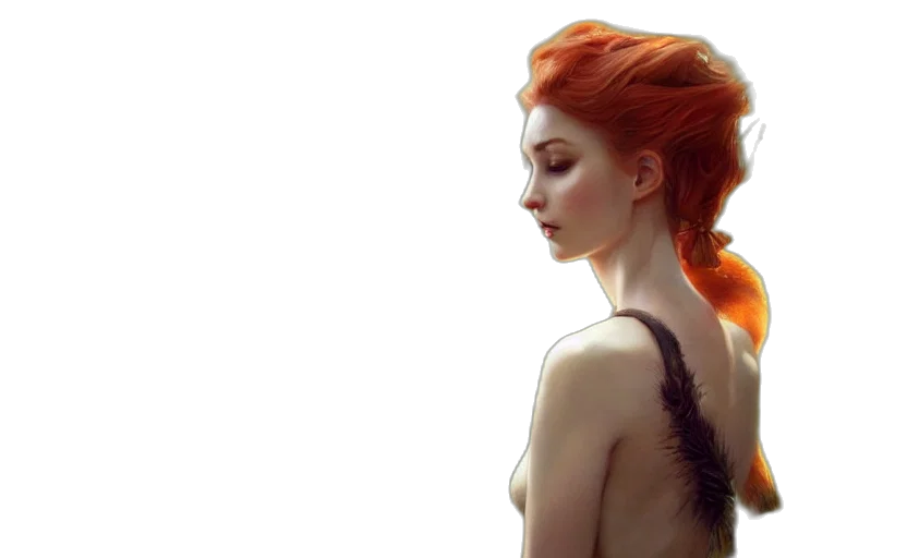 hair, dress, photorealistic, fantasy art transparent PNG cut-out