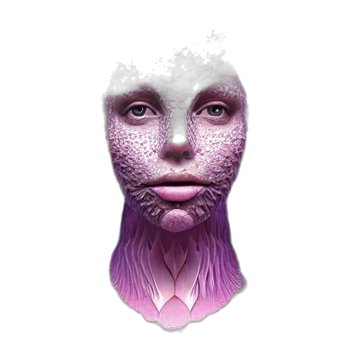mask, face, creature, jewelry, 3d render, fantasy art, concept art, vaporwave transparent PNG cut-out