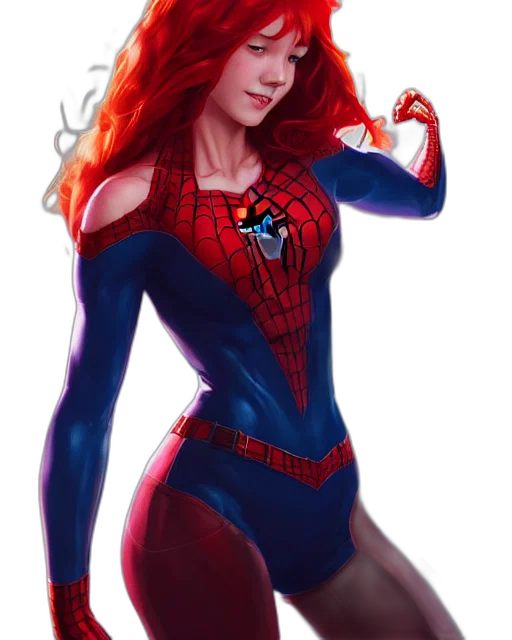 comic book art, concept art, fantasy art, cartoon, red, haired, mary, jane transparent PNG cut-out