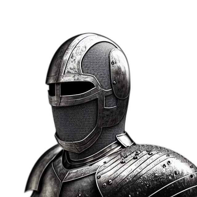 mask, sword, robot, staff, 3d render, concept art, fantasy art, photorealistic transparent PNG cut-out
