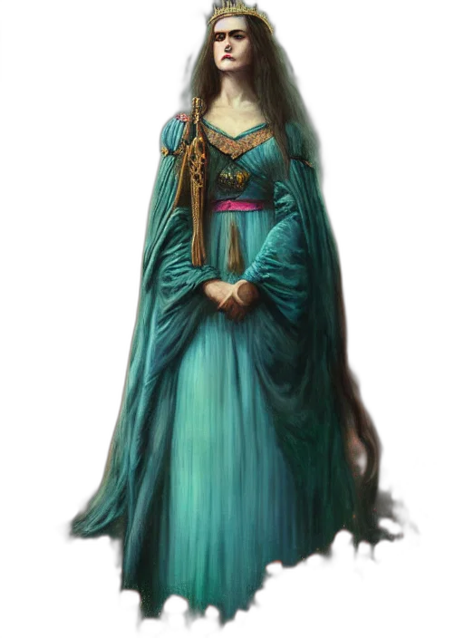 dress, staff, jewelry, fantasy art transparent PNG cut-out