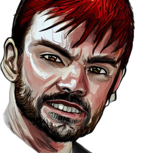 face, comic book art, photorealistic, cartoon, concept art, red, jacksepticeye, gta transparent PNG cut-out