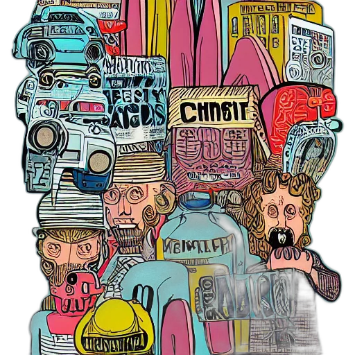 mask, robot, car, jacket, cartoon, concept art, comic book art, watercolor transparent PNG cut-out
