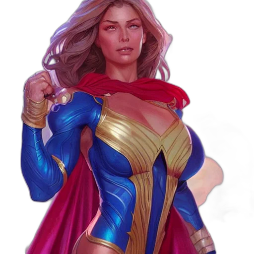 comic book art, concept art, fantasy art, photorealistic, muscular, supergirl, deep, focus transparent PNG cut-out