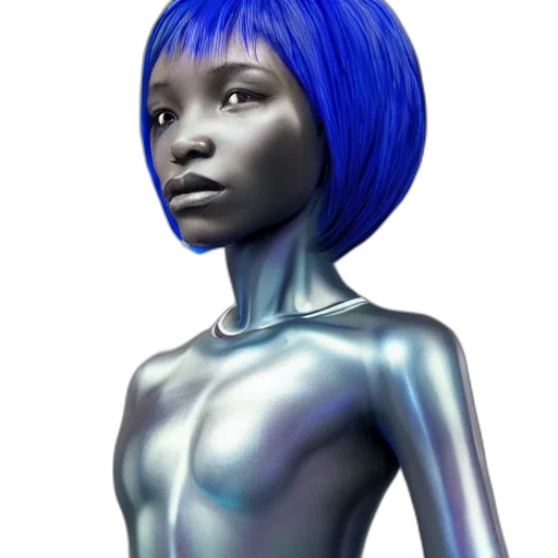 robot, hair, dress, face transparent PNG cut-out