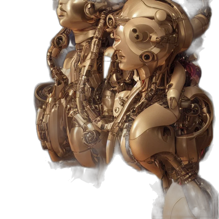 robot, mask, jewelry, weapon, concept art, 3d render, fantasy art, photorealistic transparent PNG cut-out
