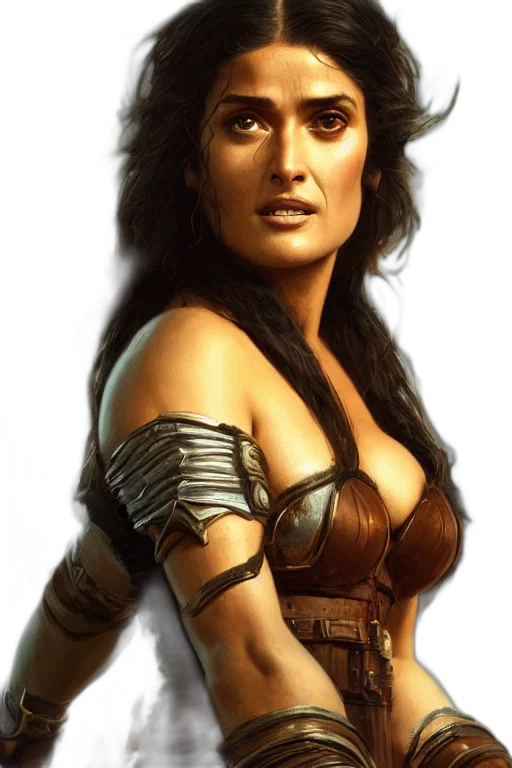 face, fantasy art, photorealistic, comic book art, concept art, portrait, salma, hayek transparent PNG cut-out