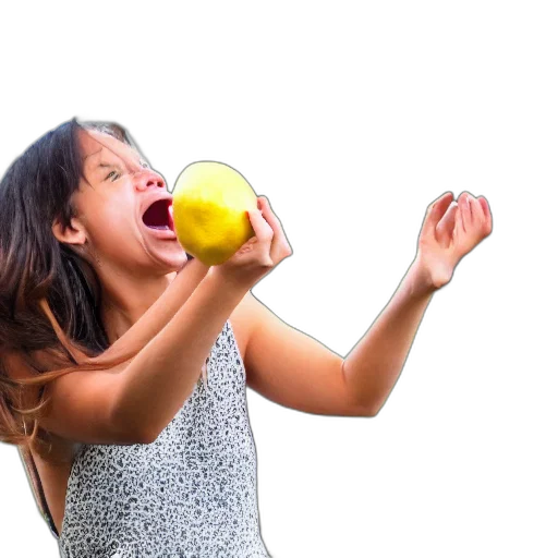 food, weapon, photorealistic, lemon, yelling transparent PNG cut-out
