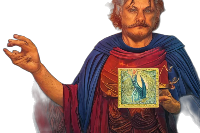 concept art, fantasy art, fire, magician, tarot, card, hdr, portrait transparent PNG cut-out