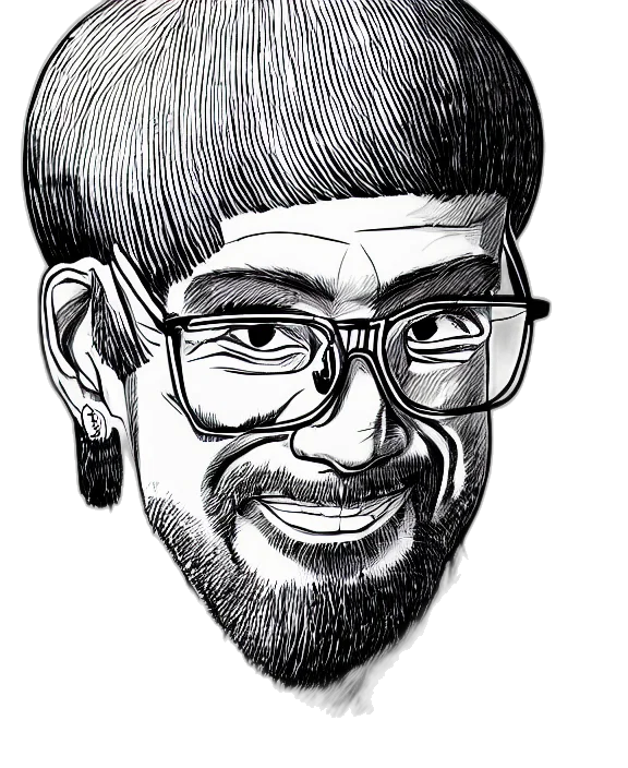 face, hair, staff, cartoon, pencil sketch, photorealistic, comic book art, detailed transparent PNG cut-out