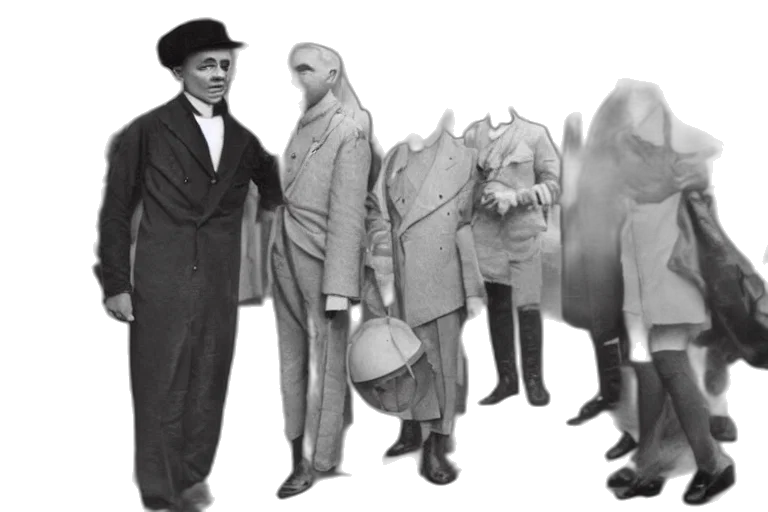jacket, mask, staff, hat transparent PNG cut-out