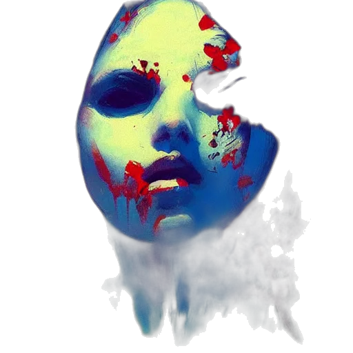mask, face, photorealistic, concept art, watercolor, 3d render, outer space, blue transparent PNG cut-out