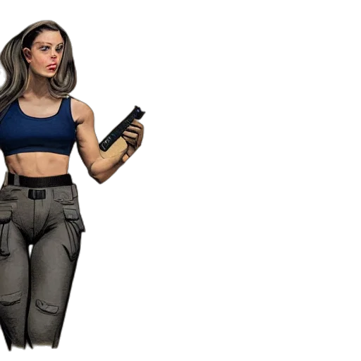 staff, concept art, 3d render, fantasy art, pixel art, girl, wearing, kevlar transparent PNG cut-out