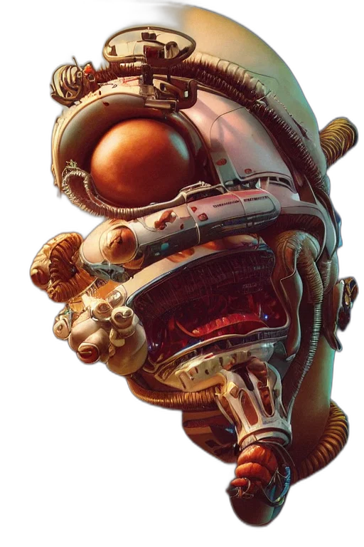 robot, mask, face, creature, concept art, 3d render, photorealistic, cyberpunk transparent PNG cut-out