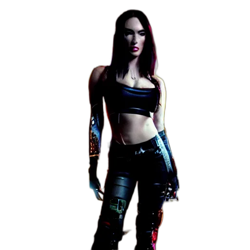 robot, jacket, staff, cyberpunk, concept art, pixel art, comic book art, dark transparent PNG cut-out