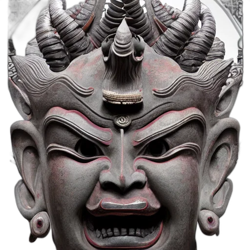 mask, face, crown, staff, photorealistic, 3d render, concept art, naraka transparent PNG cut-out