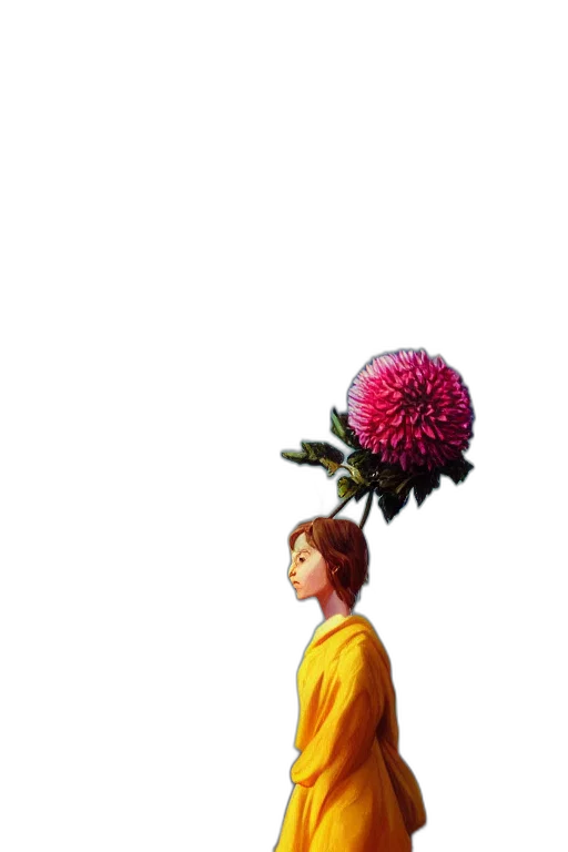 flower, crown, umbrella, staff, pixel art, 3d render, concept art, photorealistic transparent PNG cut-out