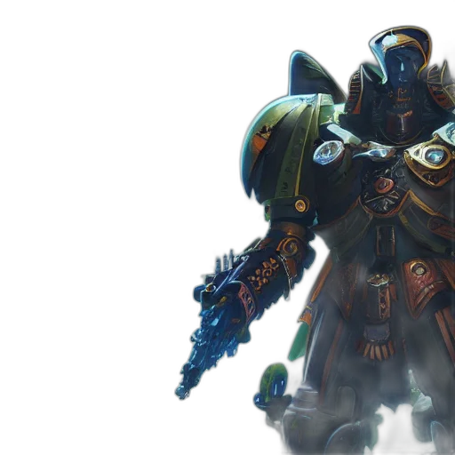 robot, weapon, concept art, fantasy art, portrait, warhammer, eldar, uhd transparent PNG cut-out