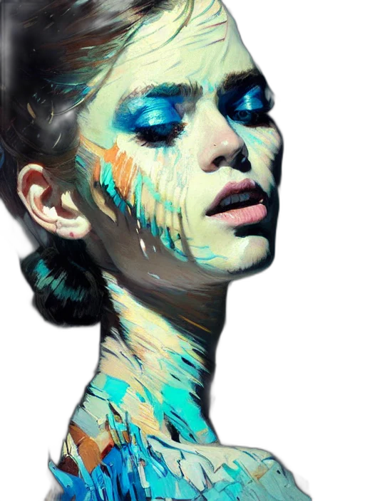 face, mask, jewelry, photorealistic, cyberpunk, fantasy art, watercolor, outer space transparent PNG cut-out