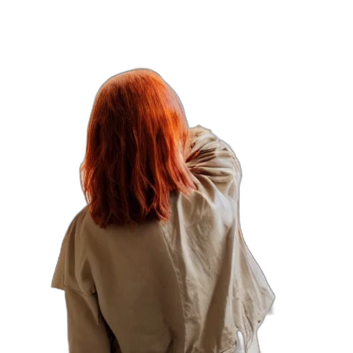 jacket, dress, hair, staff transparent PNG cut-out
