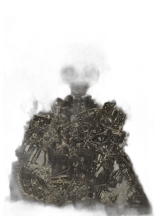 robot, mask, crown, weapon, concept art, fantasy art, comic book art, 3d render transparent PNG cut-out