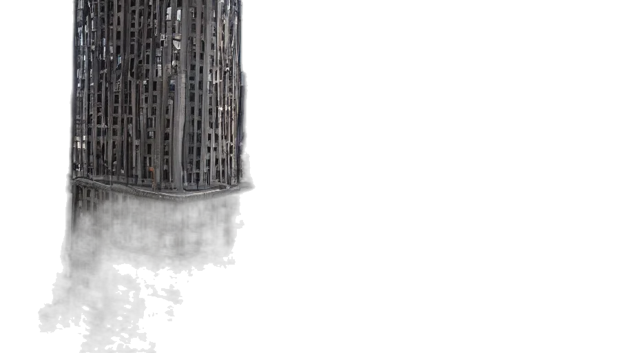 building, robot, bottle, umbrella, 3d render, concept art, photorealistic, cyberpunk transparent PNG cut-out
