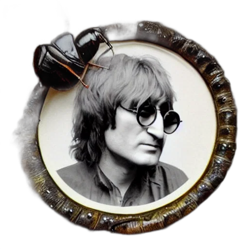 jewelry, staff, hair, jacket, photorealistic, john, lennon, face transparent PNG cut-out