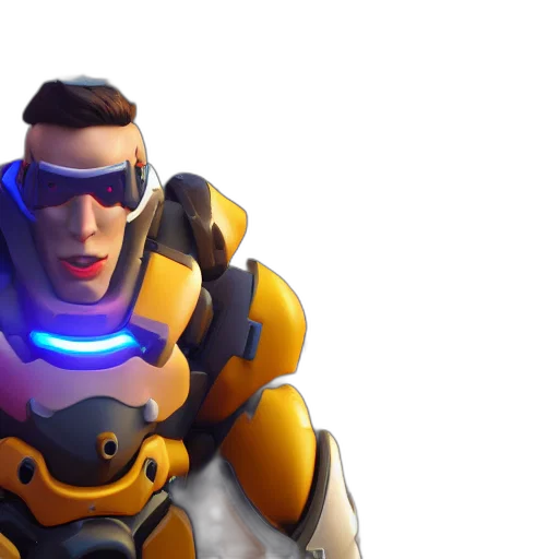 robot, weapon, jacket, face, 3d render, concept art, cyberpunk, golden transparent PNG cut-out