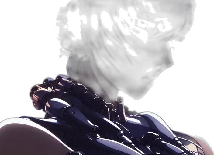 hair, robot, mask, face, concept art, 3d render, comic book art, cyberpunk transparent PNG cut-out