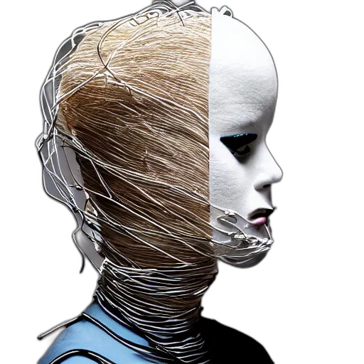 robot, mask, hair, face transparent PNG cut-out