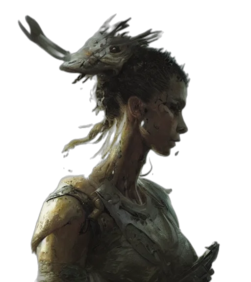 face, staff, mask, creature, concept art, fantasy art, photorealistic, cyberpunk transparent PNG cut-out