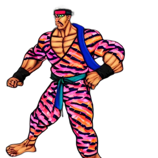 animal, pixel art, vaporwave, concept art, anime, zubaz, street, fighter transparent PNG cut-out