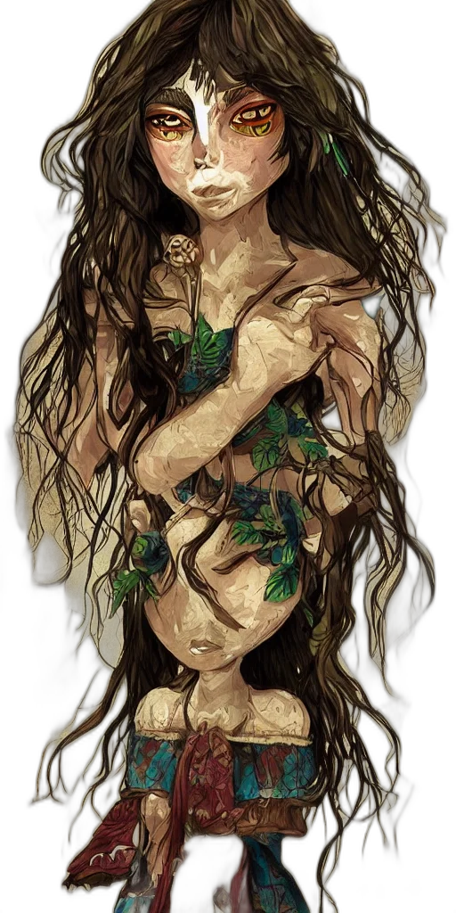 mask, hair, creature, dress transparent PNG cut-out