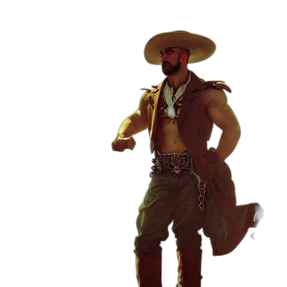 staff, hat, weapon, jacket, concept art, fantasy art, 3d render, pixel art transparent PNG cut-out