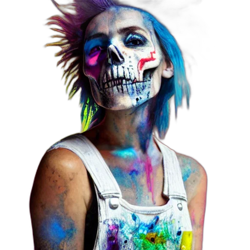 mask, face, cyberpunk, photorealistic, concept art, watercolor, blue, neon transparent PNG cut-out
