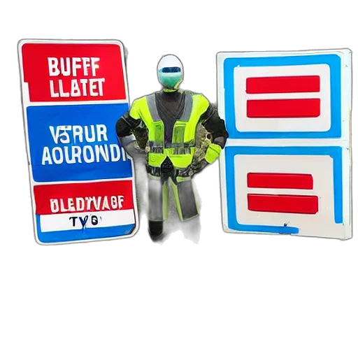 robot, buff, road, sign transparent PNG cut-out