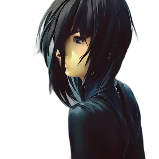 face, mask, jacket, hair transparent PNG cut-out