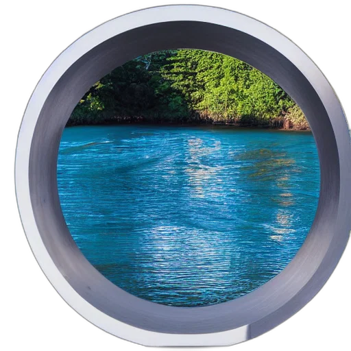 magnificent, blue, river, flowing, through, large, metal, futuristic transparent PNG cut-out
