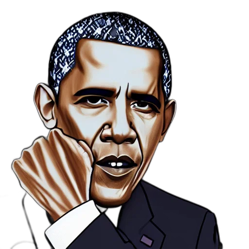 face, cartoon, photorealistic, comic book art, 3d render, obama, soundcloud, rapper transparent PNG cut-out