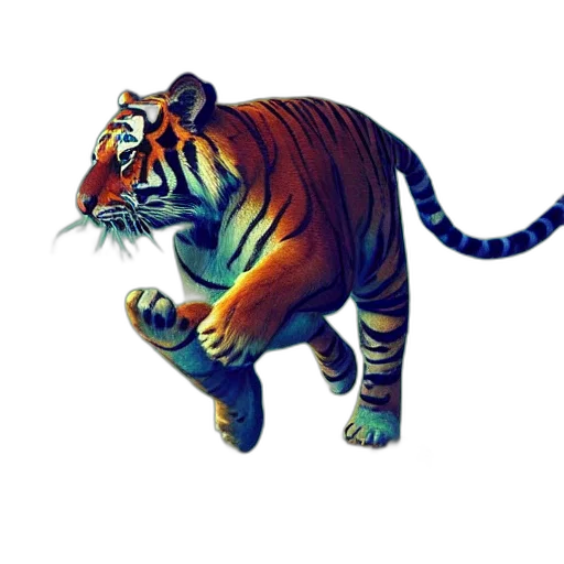 animal, creature, staff, concept art, 3d render, fantasy art, pixel art, tiger transparent PNG cut-out