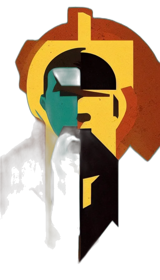 mask, face, robot, concept art, cartoon, comic book art, pixel art, earth tones transparent PNG cut-out