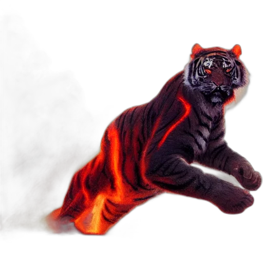 animal, creature, staff, dragon, photorealistic, concept art, fire, tiger transparent PNG cut-out