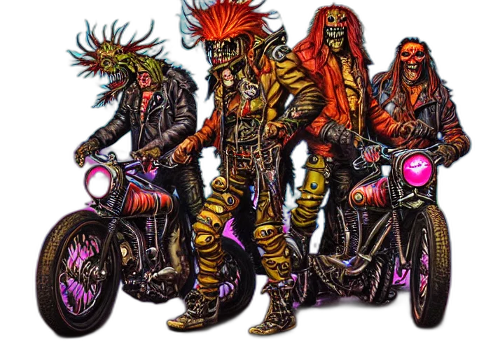 concept art, comic book art, cyberpunk, fantasy art, neon, apocalyptic, demonic, orc transparent PNG cut-out