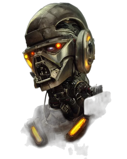 robot, mask, face, concept art transparent PNG cut-out