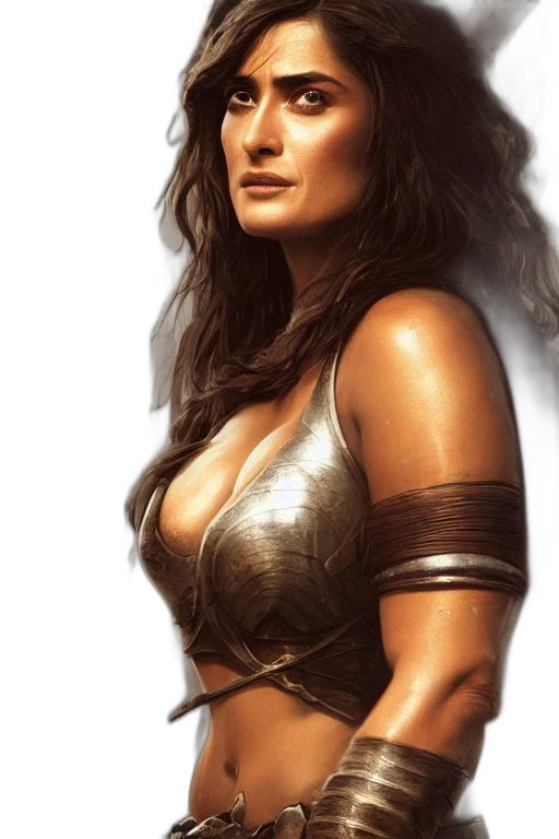 fantasy art, photorealistic, concept art, comic book art, golden, earth tones, portrait, salma transparent PNG cut-out